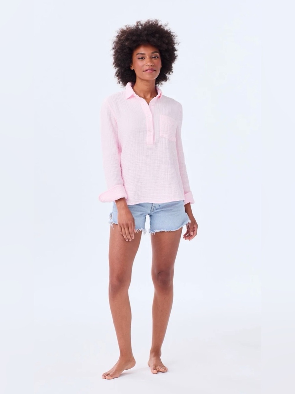 Alice Walk Shirt Organic Cloud Cotton Top Pink 100% Cotton Size Small Coastal